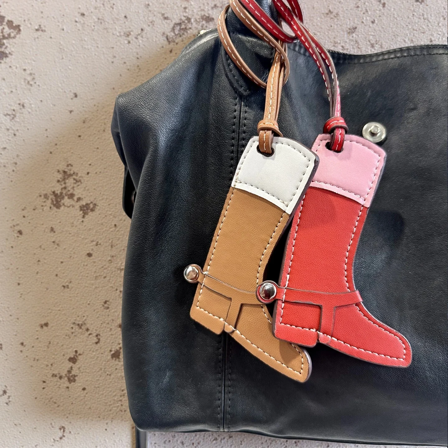 Handcrafted Artisan Leather Color-Block Boot Charm Pendant