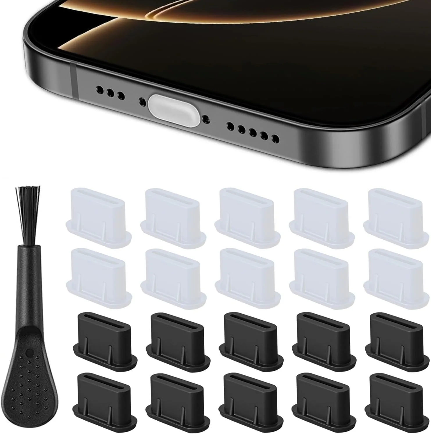 USB C 먼지 방지 플러그 실리콘 충전 포트 보호기 (아이폰 15-17, 삼성 S20-S25, 노트, 모든 USB-C 기기용)