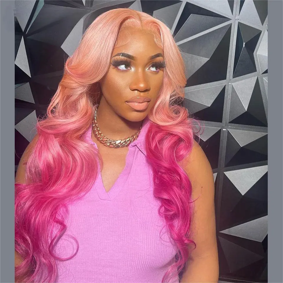 

13x 4 передний парик из человеческих волос, розовые волнистые волосы, предварительно выщипанные HD передние парики на сетке для женщин, бразильский парик без клея Remy, человеческие волосы