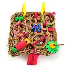 

Colorful Hanging Toy Entertainment Pet Bird Parrot Grass Ring Flower Shape Mesh Cage Swing Ladder Chew Woven Square Bird Place