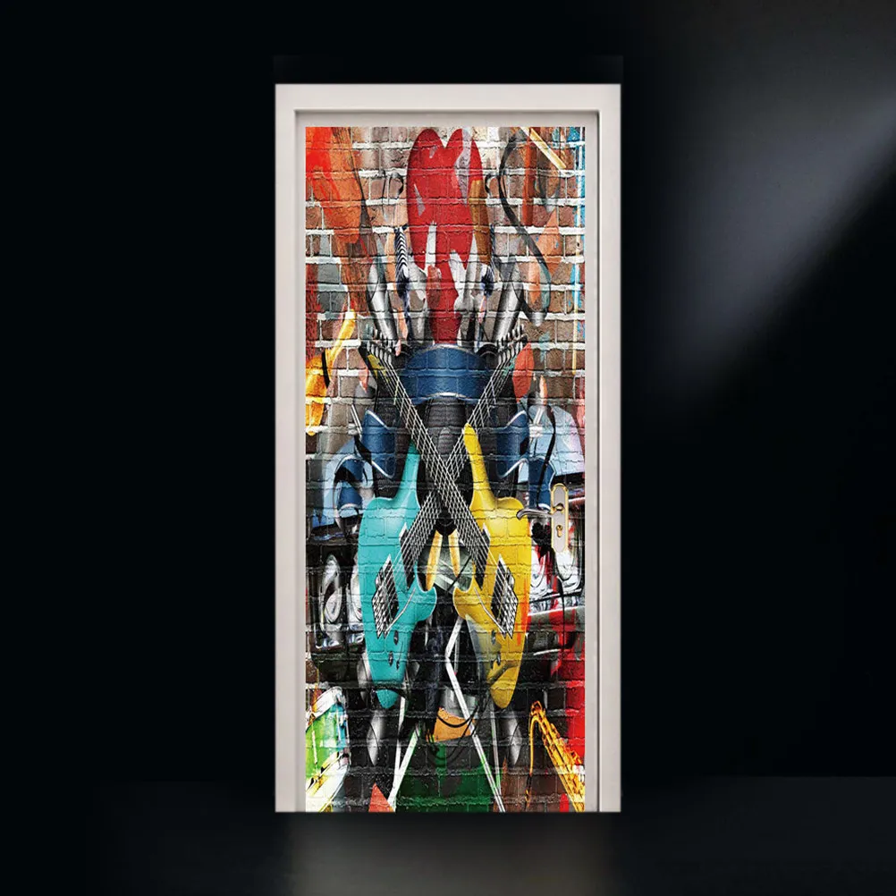 Pvc 벽지 데칼 도어 스티커 스티커 껍질을 벗기고 덮는 장식 자체 접착식 크리에이티브