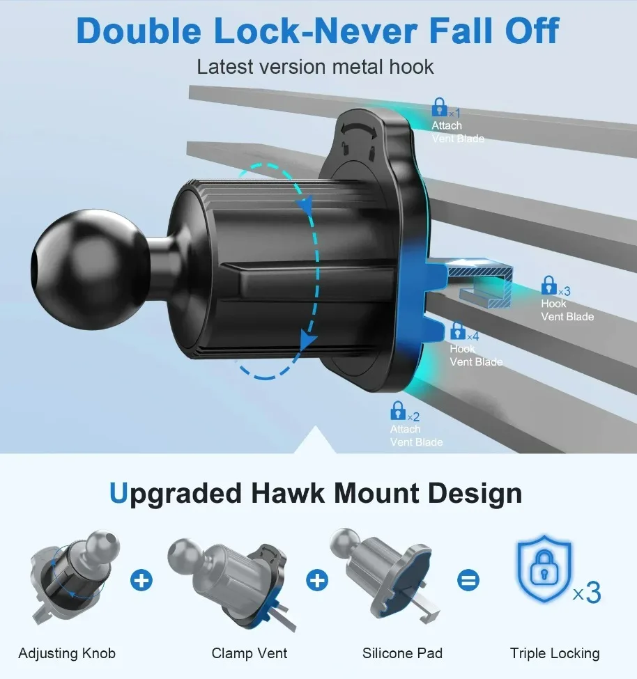 VIKEFON Universal Car Multifunctional Air Vent Magnetic Cell Phone Holder Can Be Rotated 360 Degrees Built-in 6 Powerful Magnets