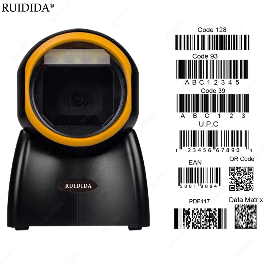 scanner printer 1D 2D Supermarket Hands-Free Barcode Bar Code Scanner QR Code PDF417 USB Platform Big Desktop Reader Wired Store Shop Scanning computer scanner