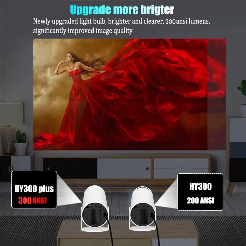 DITONG HY300 Plus HD 프로젝터 Portatil 4K 1280x720P 안드로이드 Wifi LED 비디오 홈 시어터 시네마 전화 미니 게임 Proyector 영화