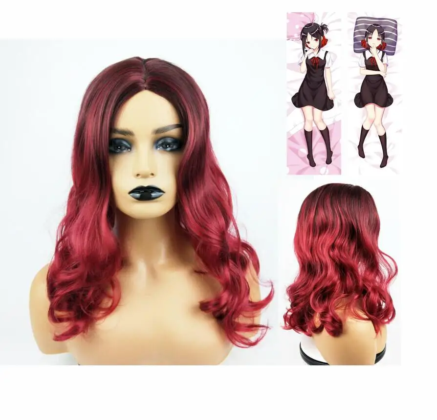 

Wig Women Girl Long Wavy Red Black Ombre Movie Anime Hair Cosplay Halloween Wigs Dakimakura Pillow Case Pillow Cover