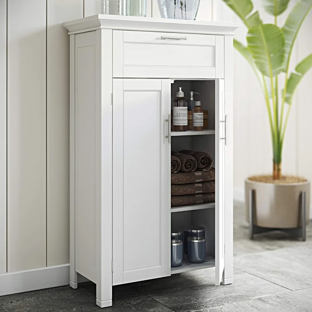 

Two-Door Floor Cabinet Bathroom Furniture White Home