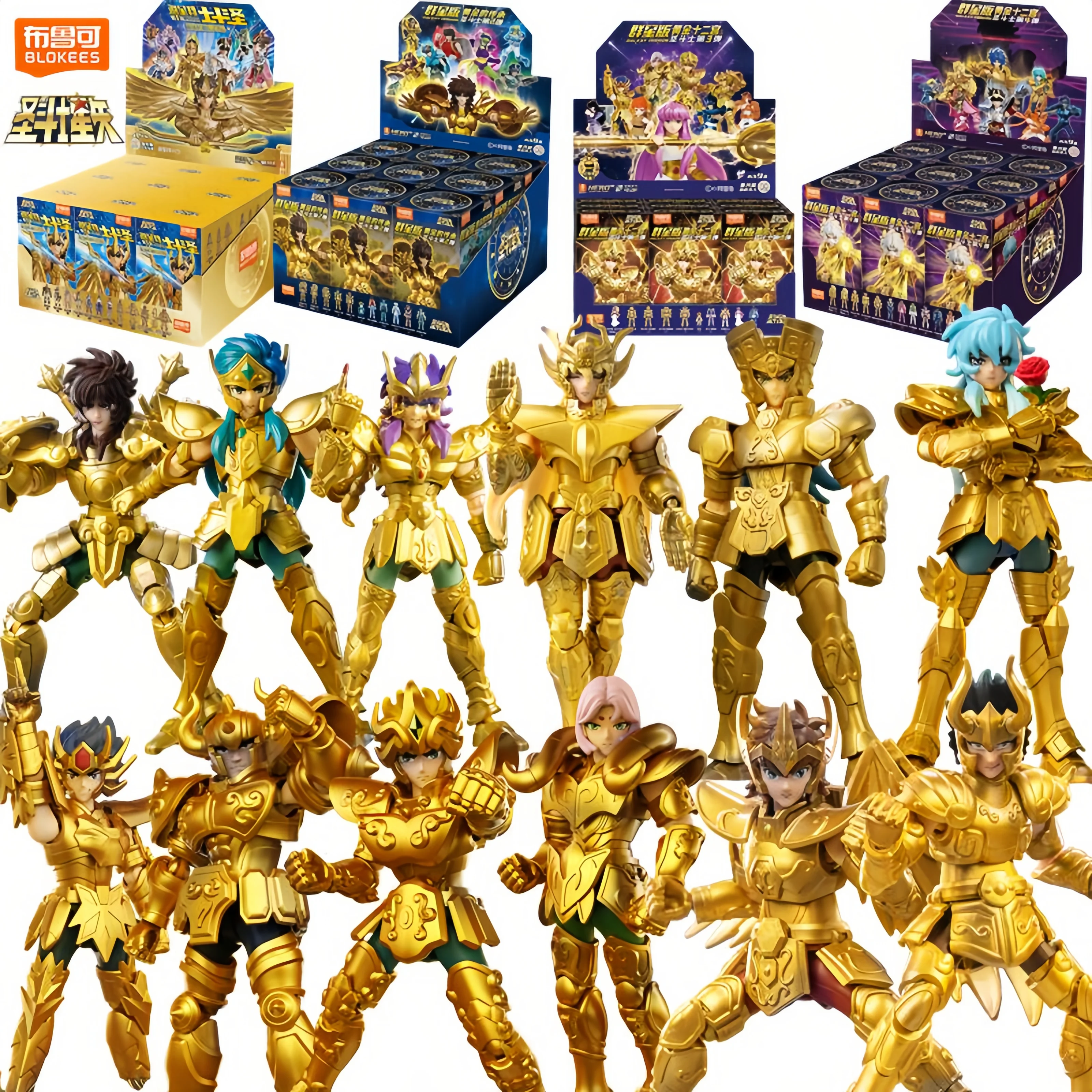 BLOKEES Gold Saint Stars Series Wave1- 4 Blind Box | Saint Seiya Licensed Action Figure Set for Anime Collection & Gift