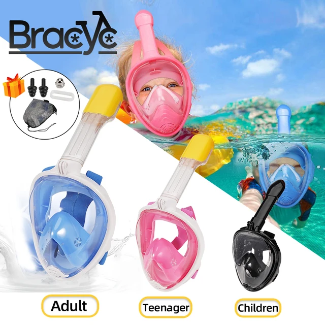 Underwater Snorkeling Full Face Children Swimming Mask Set Scuba Diving Respirator Masks Anti Fog Safe Breathing for Kids Adult 1