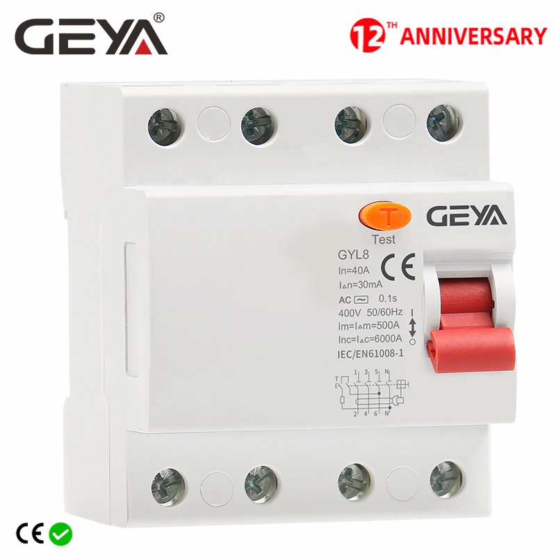 Interruptor electromagnético GEYA GYL8 3 fases + N RCD, interruptor de 4P 25A 40A 63A con certificado CE CB, envío gratis|Fusibles de interruptor de circuito| - AliExpress