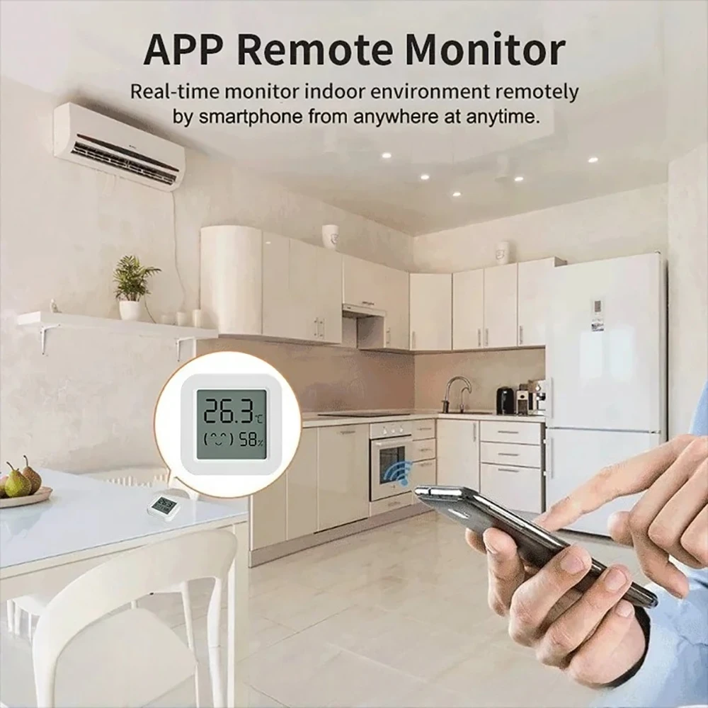 Household Thermo-hygrometer LCD Digital Display Temperature Humidity Smiley Face Model Thermometer Digital Display Work with APP