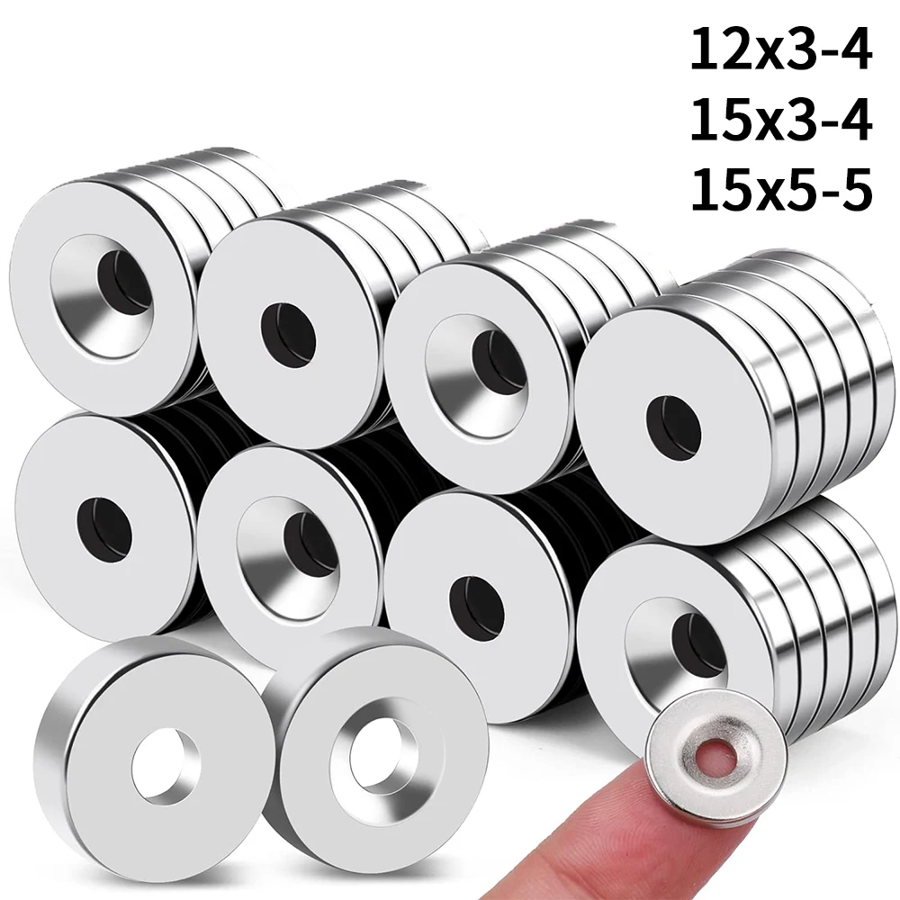 Neodymium Magnets 12x3 15x3 15x5 Hole 4mm Small Countersunk Round NdFeB Powerful Rare Earth Permanent Fridge Magnet With M4 Screw