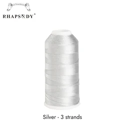 Rhapsody Metallic Jewelry Craft Thread in Gold and Silver for DIY Bracelet and Knit Making (Silver 3 Strands)