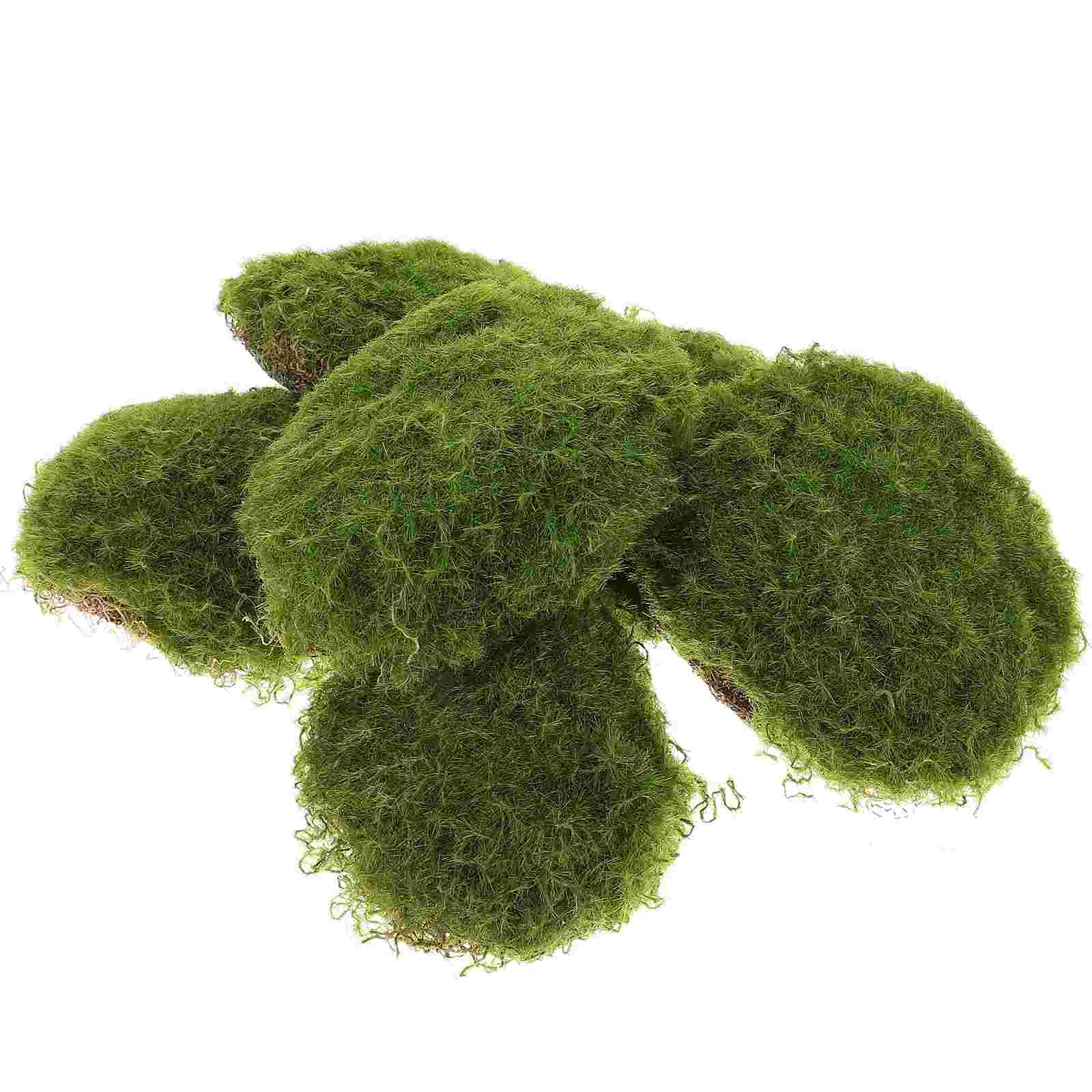6 Pcs False Moss Stone Fake Rocks Ornament Bonsai Decor Home Faux Mossy Artificial Micro