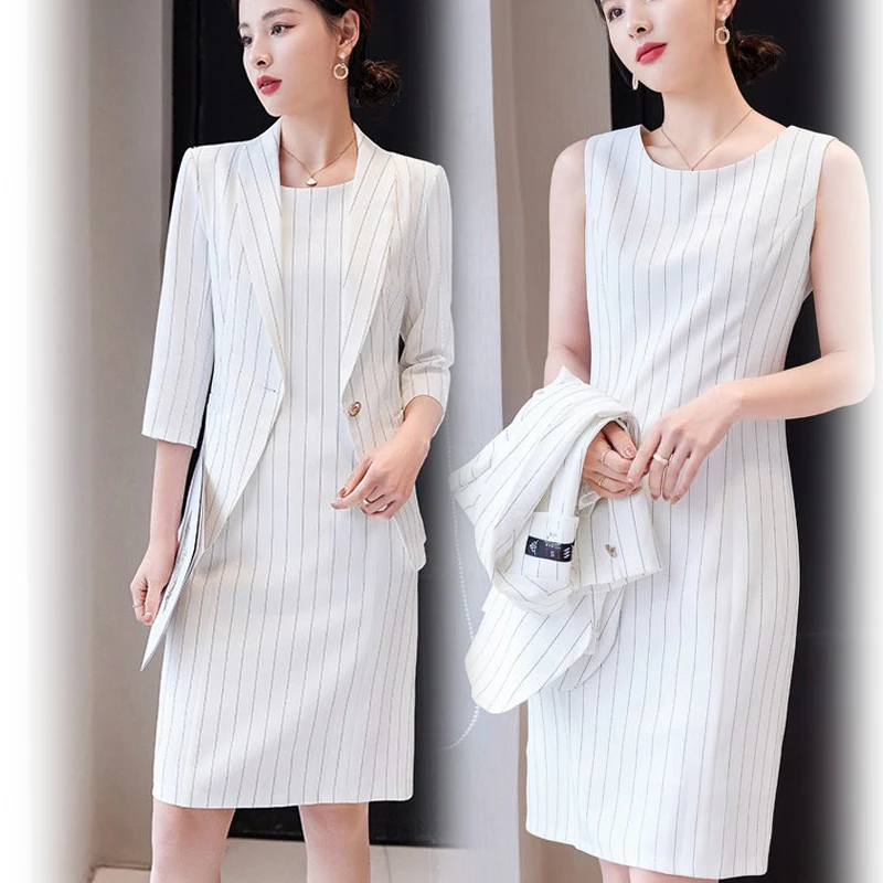 High Quality 2023Spring Summer Suit Jacket Vest Dress Two-piece Women's Office Professional Wear Korean Casual Blazers Skirt Set