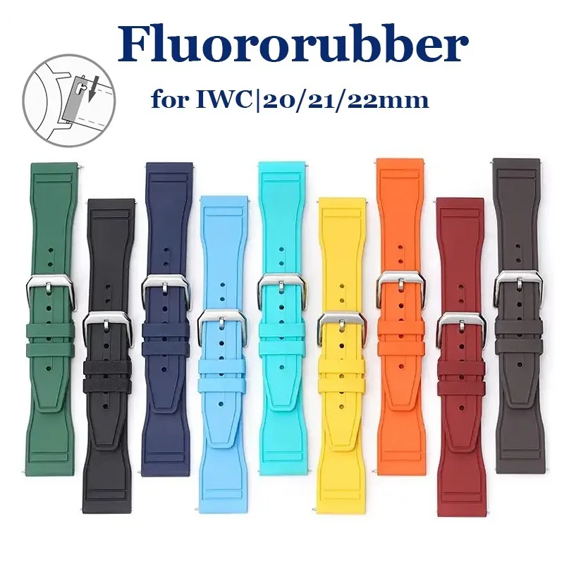 

20mm 21mm 22mm Premium FKM Fluororubber Watchband for IWC Big Pilot Mark Portugieser TOP GUN Quick Release Straps Sport Bracelet