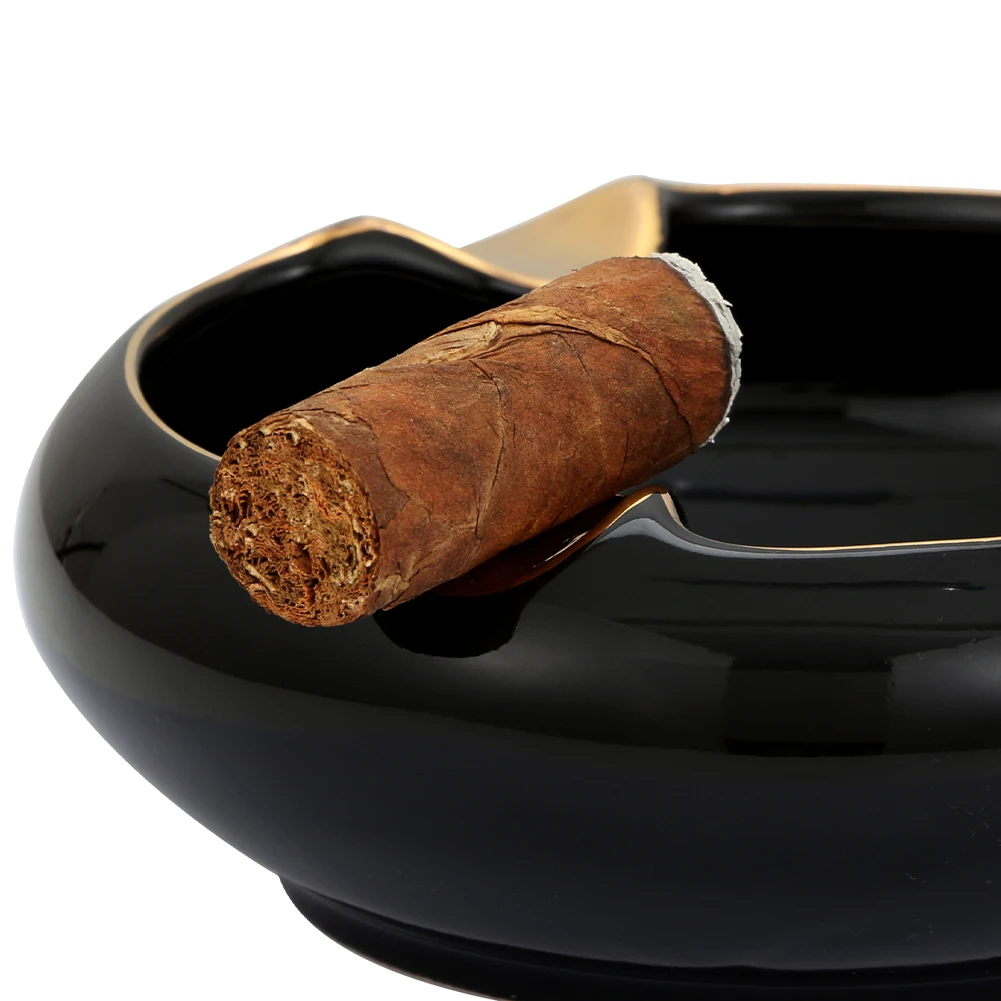 Portable Black Cigar Ashtray Classic Ceramic Home 2 Slots Cigar Holder  Gadgets Travel Ash Slot Cigarette Tobacco Ashtrays Tools - AliExpress