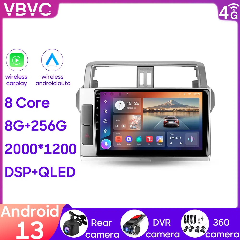 

For Toyota Land Cruiser Prado 150 2013 - 2017 Car Android Head Unit Radio Multimedia Navigation GPS Carplay Stereo Video Player