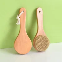 Dry Bath Body Brush Back Scrubber Short Handle Bath Shower Brush With Anti-Slip Wooden Handle Round Head Scrubbing Brush 1