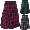 Men's Scottish Festive Skirt Men's Check Contrast Pleated Skirt 1