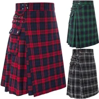 Men's Scottish Festive Skirt Men's Check Contrast Pleated Skirt 1