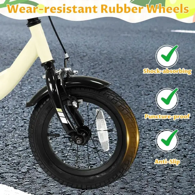 Children's Bikes, 12-18 Inch with Training Wheels, Dual Brakes, Adjustable Seat & Handlebar, Suitable for 3-8 Years