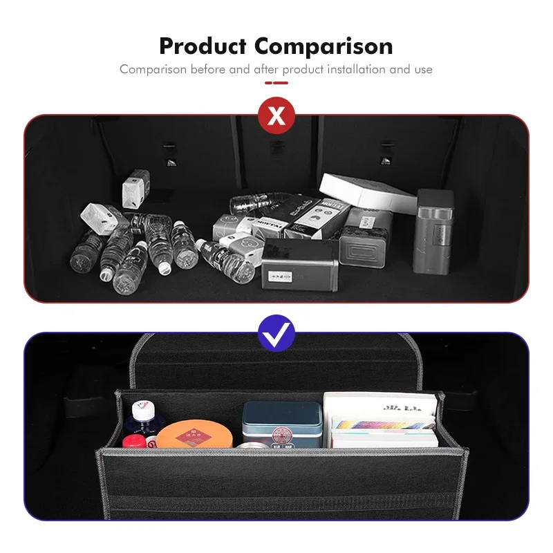 Organizer Per Bagagliaio Auto In Feltro – Scatola Pieghevole 50x24x15 Cm, Con Maniglia, Impermeabile E Antipolvere, Per Auto, SUV E Camion