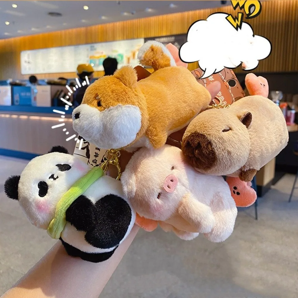 시뮬레이션 봉제 팬더 인형 키 체인, 귀여운 크리에이티브 러브 키 체인, 패키지 펜던트, 멘탈 비핑 봉제 가방 액세서리