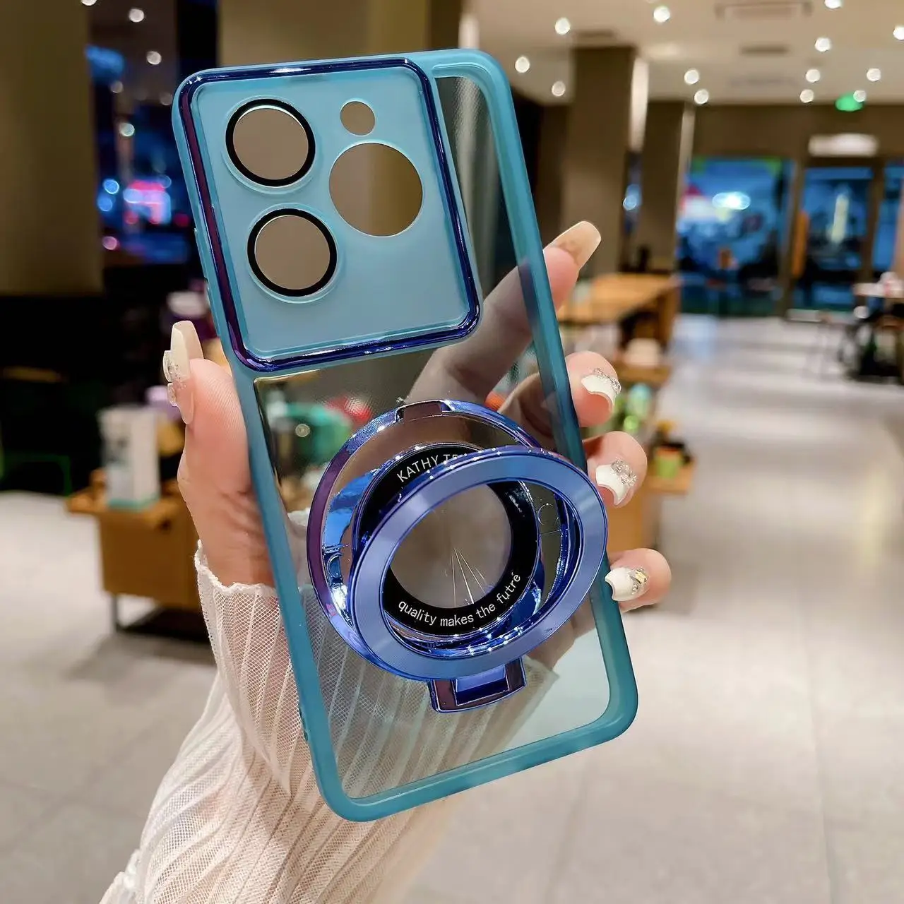 المغناطيسي حلقة قوس حامل جراب هاتف ل Funda ممن لهم Realme C75 C67 C65 C63 C61 C55 C53 C51 C30S نوت 70 60 غطاء شفاف