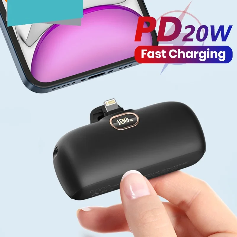 

Mini Power Bank 5000mAh External Battery Fast Charging PowerBank for IPhone 15 14 13 12 11Pro Max 8 Plus Portable Charger