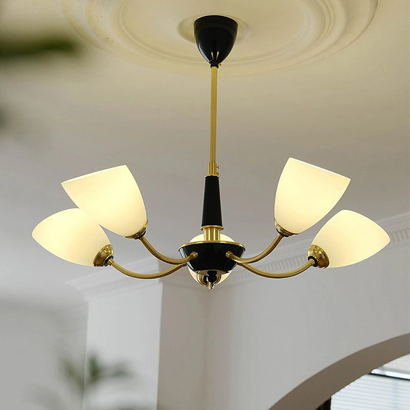 

Nordic Vintage Villa Chandelier French Luxury Glass Pendant Lamp Light Living Room Bedroom Restaurant Simple LED Hanging Lamp