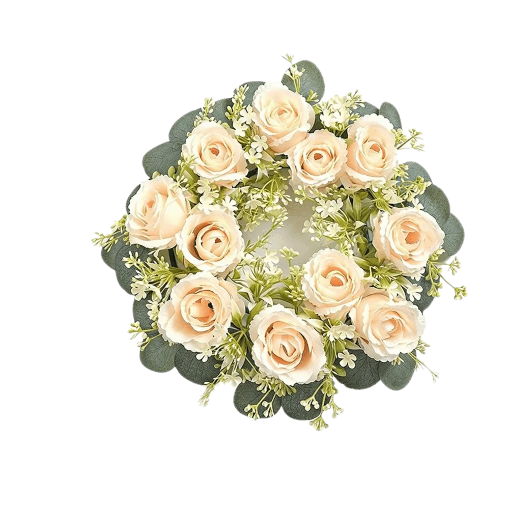 23/33 cm große künstliche Blumen, Kranz aus Seidenmaterial, Kranzform, künstliche Blumen, Girlande, Girlandenstil, künstliche Seidenblumen – Detail 7