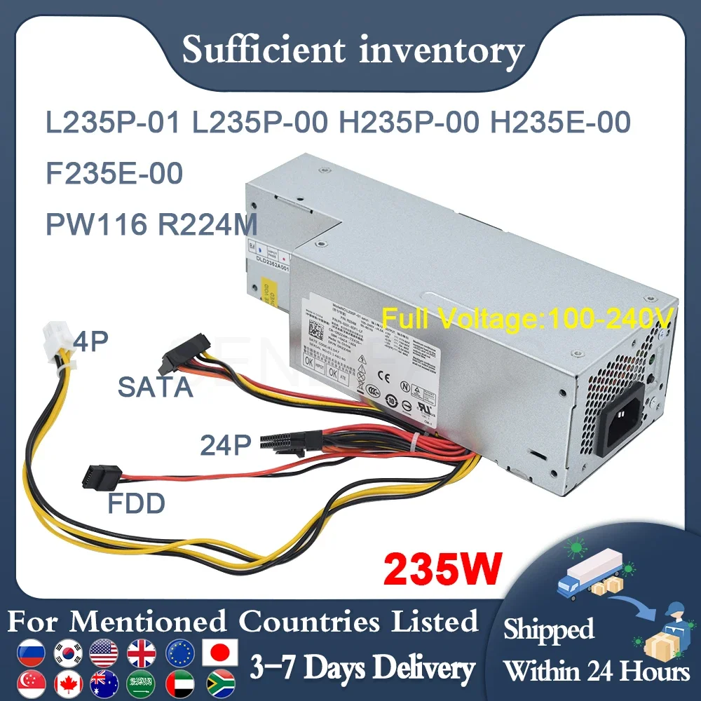 Psu Genuíno para Dell Optiplex 760 780 960 580s 980 235w L235p01 H235p-00 H235e-00 F235e-00 Ac235as-00 D235es-00 R224m Pw116 Novo