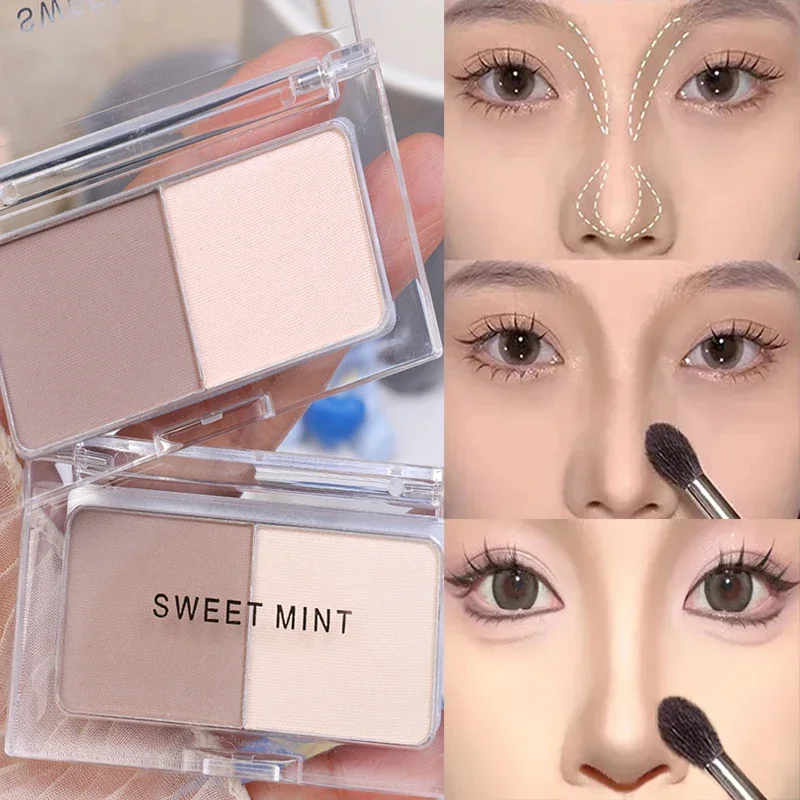 Evidenziatore Opaco Bronzer Bicolore Contour Palette Contour Powder Waterproof High Gloss Nose Shadow Brighten Face Makeup
