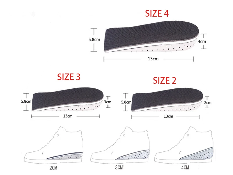 LUCYLEYTE Sports Shoes Insole Memory Foam Insoles Unisex In Sport Pad Contact Increased 2cm 3cm 4cm