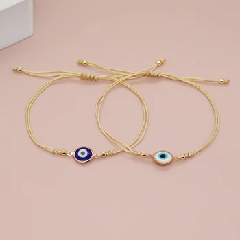 Go2boho New In Enamel Evil Eye Rope Friendship Bracelet Adjustable Women Men Kids Summer Jewelry 1