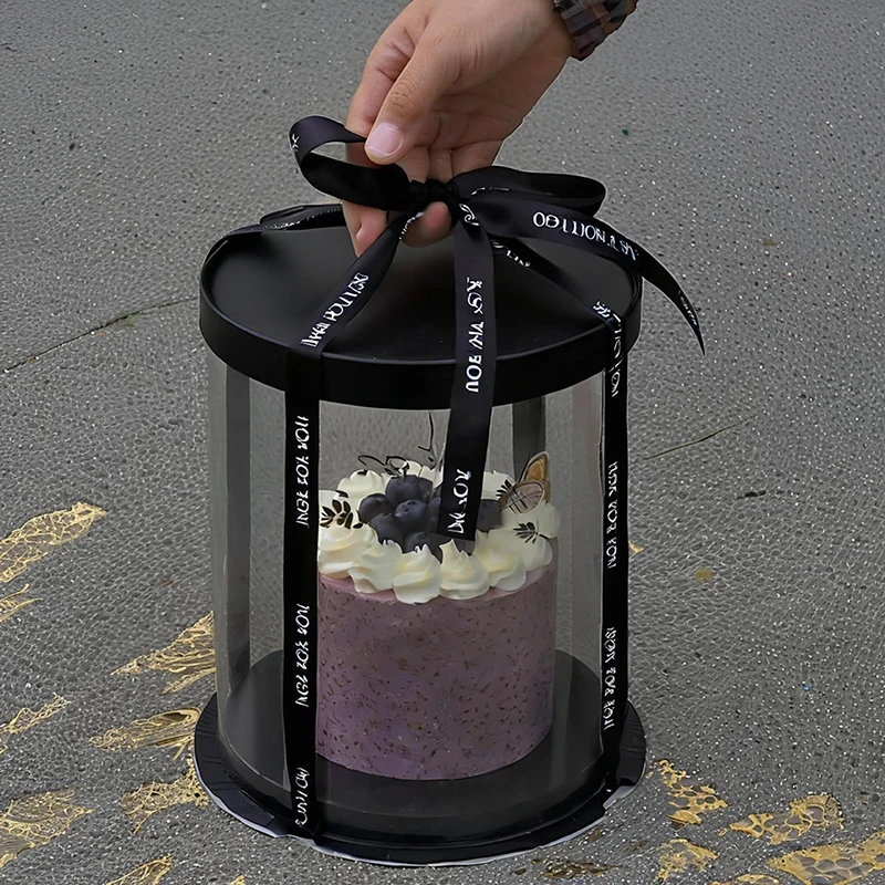 2PCS Transparent Round Cake Boxes with Clear PVC Lids, Birthday Wedding Dessert Packagi... - SKU TRCB1617 - UGI Packaging