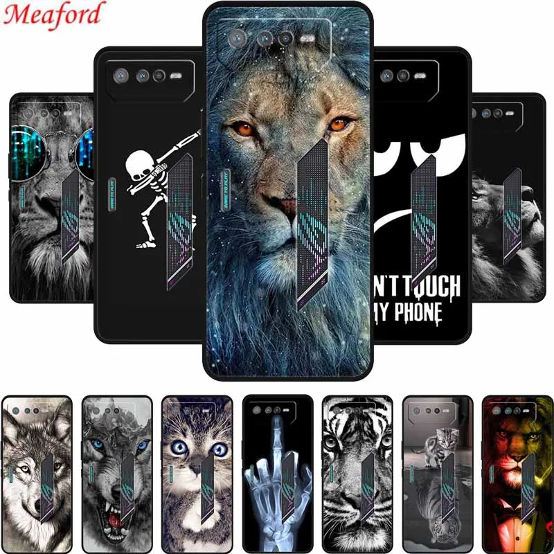 Per Asus Rog Phone 7 Ultimate Phone Case Lion Wolf Tiger Custodia Morbida In Silicone Nero Per Asus Rog Phone 7 Ultimate Case