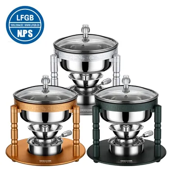 Certificazione LFGB Spezzatino personale ultra mini antiaderente con fornello ad alcool Shabu-Shabu Fornello da picnic portatile Army-Pot per uno 1