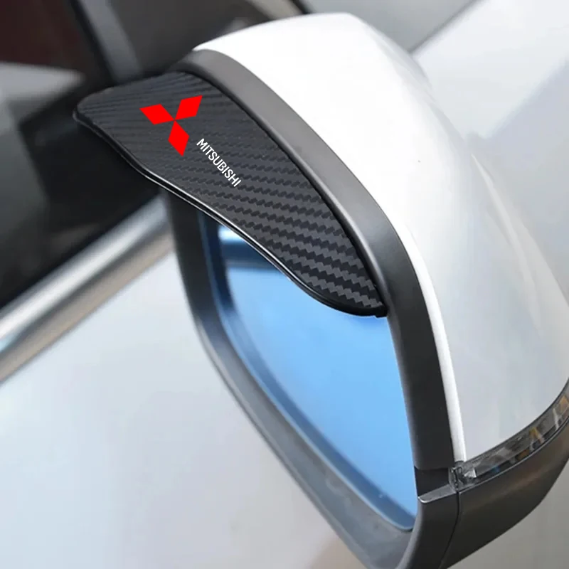 2Pcs Carbon Fiber Car Rearview Mirror Eyebrow Rain Cover For Mitsubishi ASX Lancer Pajero Outlander L200 EVO Lancer EX
