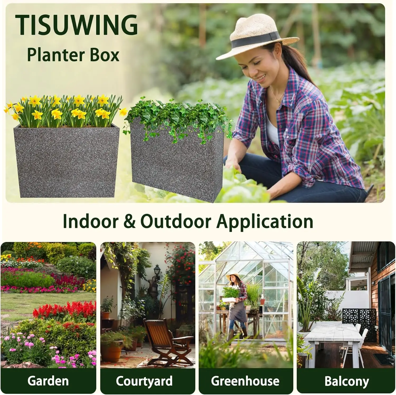 Metal Planter Box Rectangular Planter, 35.5" Lx 10" Wx 28" H Terrazzo Pink Large Planters with Drainage Holes