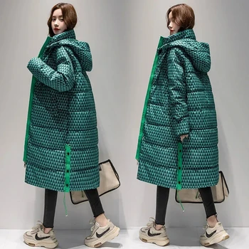 Winter Women Waterproof Coat Thick Long Parkas Hooded Contrast Coat Feminina Snow Coat Padded Warm Jacket Down Jacket Oversized