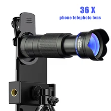  36X Phone Camera Telephoto Lens 4 in 1 Clip-on Telecope Zoom Macro Fisheye Wide Angel Lens Kit For iPhone Samsung Xiaomi Huawei 