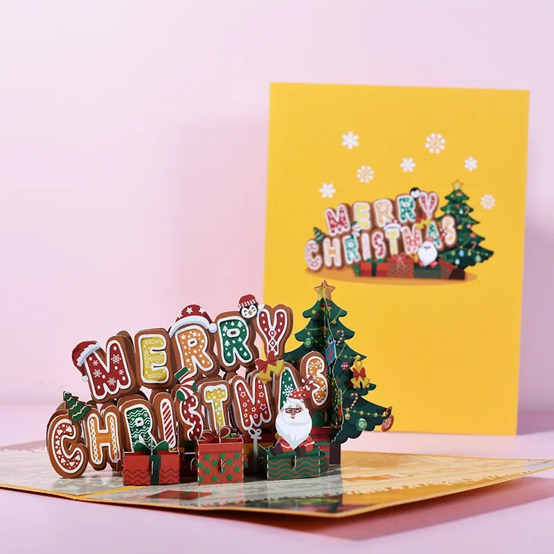 3D Pop-up Merry Christmas Cards Thank You Card Christmas Decorations Xmas Gifts for Kids Children Navidad New Year Cards