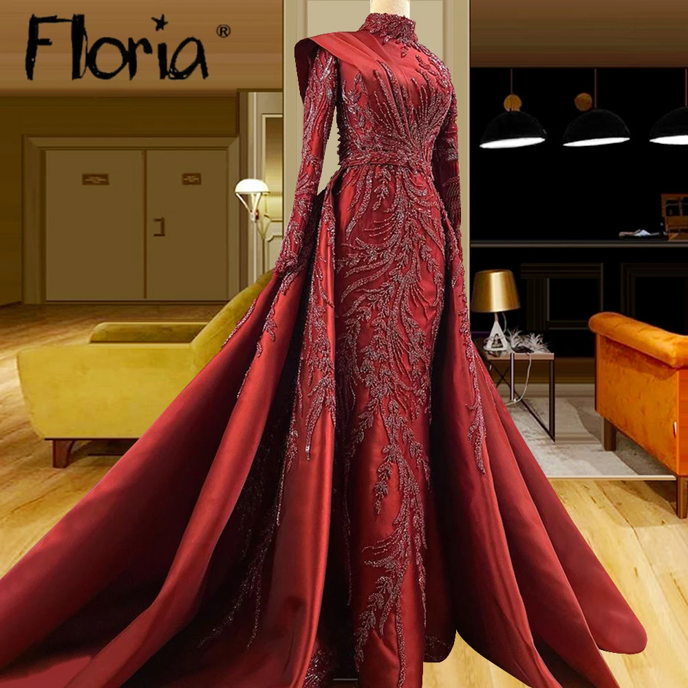 

Luxury Beaded Mermaid Evening Dress Muslim Plus Size 2023 Formal Gowns Aso Ebi Party Dresses for Weddings Robe de mariée