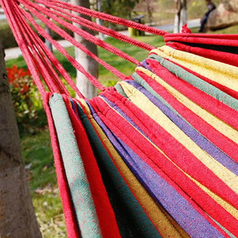 Single Wide Thick Canvas Hammock Outdoor Camping Backpackaging Leisure Swing Portable Hanging Bed Sleeping Swing Hammock 4