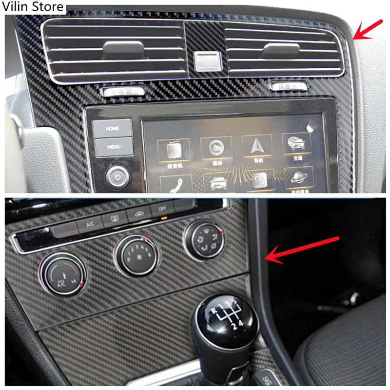 

Carbon Fiber Car Center Control Panel Air Panel Modification Cover Trim Strip Sticker For Volkswagen Golf 7 Interior Accessories