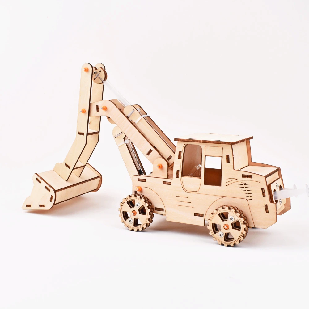 Hydraulic Loader 3D Wooden Puzzle Bulldozer Construction Car Toys Truck Shovel Loader 2CH  For Model Building Kits for Kids 2