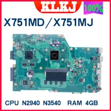 Placa base X751MD para ordenador portátil, placa base para ASUS X751M, K751M, X751MJ, R752M, R752MD, N3540, N2940, CPU, GT820M/GT920M, 4GB, 100% de prueba
