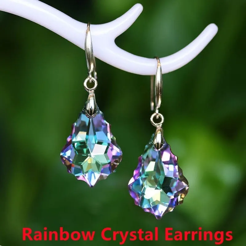 Drop Earrings Fashion Simple Rainbow Color Ladies Colorful Gemstone Teardrop Crystal for Women Wedding Birthday Gift Anniversary jewelry drop earrings