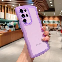Curly Wave Transparent Anti-Knock Bumper Case with All-Round Camera Protection for Galaxy S22 (Purple)